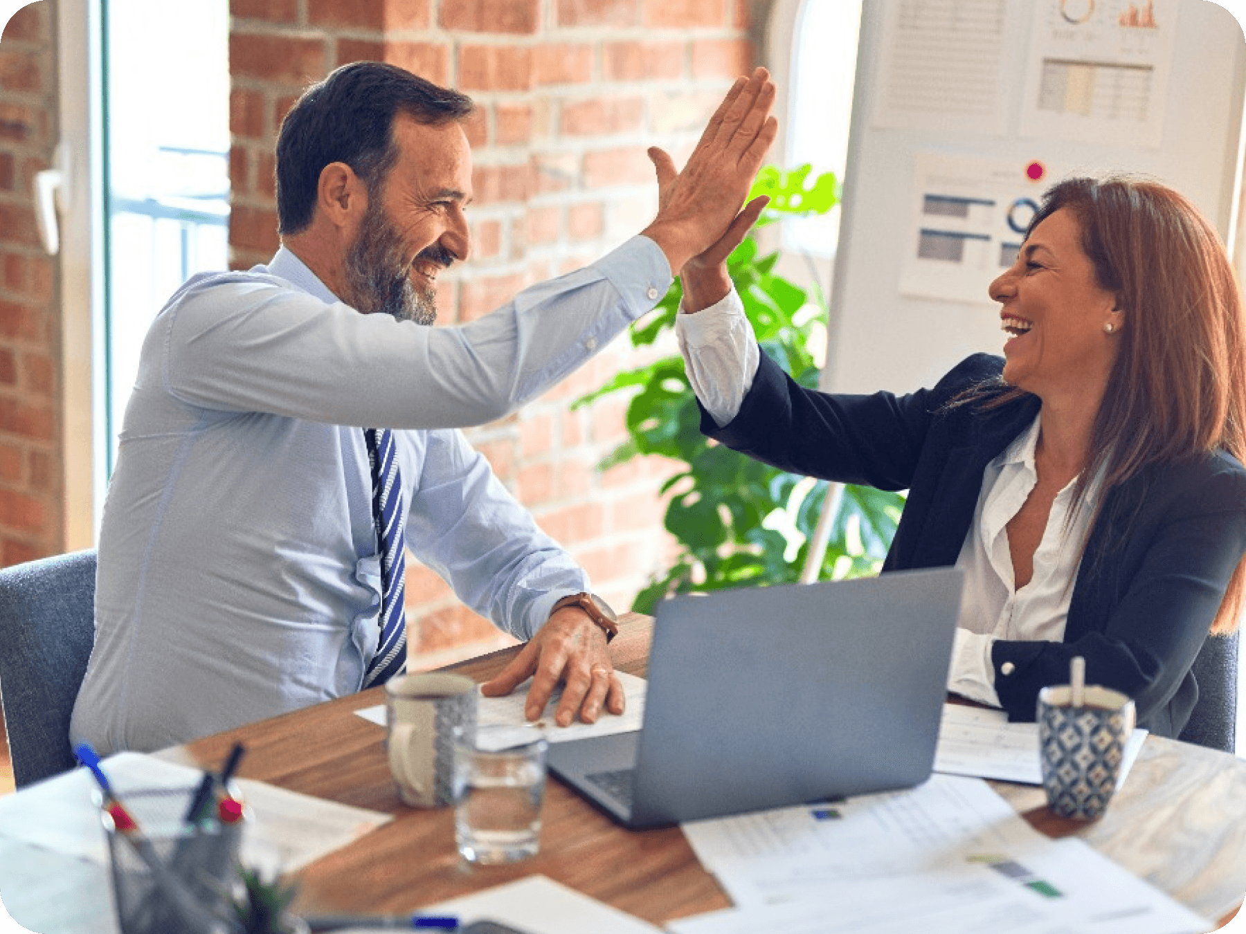 two people working together.