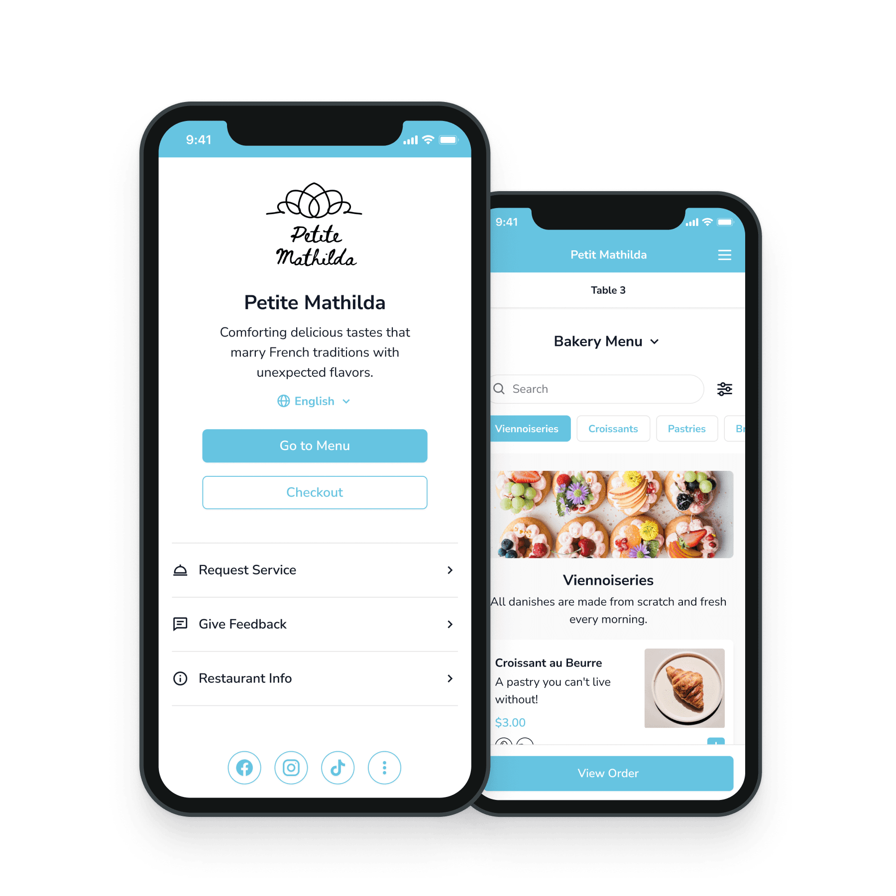 Dine-In QR Menu example screen.